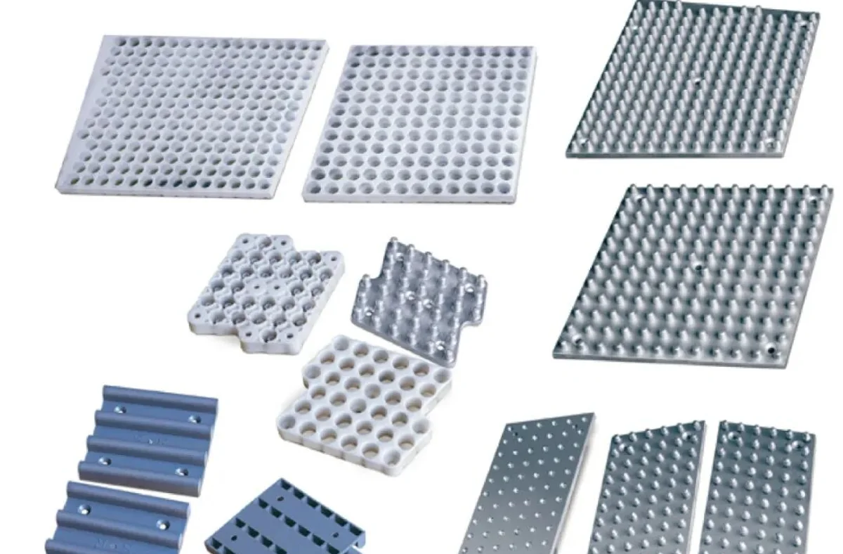 Pin plates and orifice plates — nylon, steel, stainless steel, aluminium alloy or POM